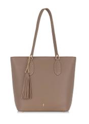 Brown padded faux leather shopper bag TOREC-0905-89(W24)-01