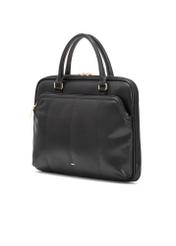 Black women's imitation leather briefcase TOREC-1106-99(Z25), diagonal view of the product on a white background.