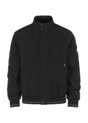 Black men's jacket with stand-up collar KURMT-0295-99(W23)-04