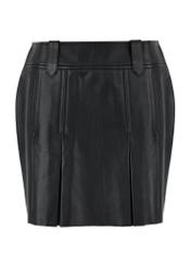 Black leather pleated mini skirt SPCDS-0070-1040(W24)-04