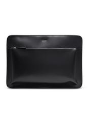 Black leather men's briefcase TORMS-0532-99(Z26), front view of the product on a white background.