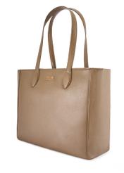 Dark brown leather women's shopper bag TORES-0971 F-1K(W26) - diagonal product view, on a white background.