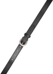 Black leather women's belt PASDS-0303-99(W26), product view from above on white background.