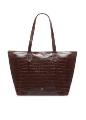 Women's brown leather shopper handbag TORES-0939E-89(Z25) - front product view on white background.