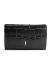 Medium croco leather women's wallet PORES-0907A-97(Z25), front product view on white background.