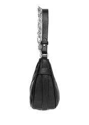 Black women's hobo bag with a jewelry-style accent TOREC-1326-99(Z26), side view on a white background.