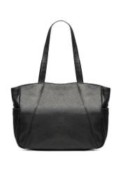 Black leather women's shopper bag TORES-1255-99(W26) - product view from the back, on a white background.