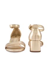 Women's gold leather sandals BUTYD-1179-2X(W26), front and back product view on white background.