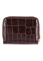 Small brown women's croco wallet POREC-0352A-1I(Z26), back view of the product on a white background.