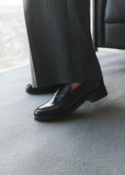 Black leather women's loafers BUTYD-1097-99(Z25)