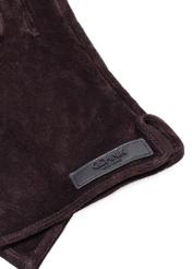 Dark brown men's suede gloves REKMS-0083-90(Z25) - close-up detail on white background.