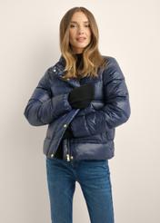 Navy blue women's jacket with stand-up collar KURDT-0669-7E(Z26)