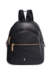 Black leather women's backpack TORES-1345-9I(Z26), front product view on white background.