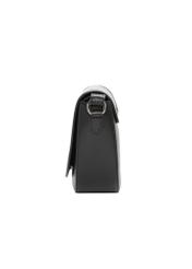 Women's black leather messenger bag TORES-1346-9I(Z26), side product view on white background.