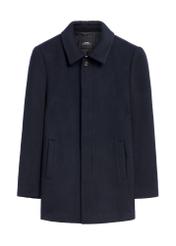 Men's navy blue wool coat PLAMT-0011-7D(Z26), front product view on white background.