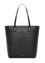 Black leather shopper bag TORES-1312-99(Z26), front product view on white background.