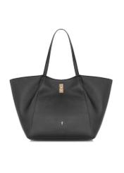 Women's black leather shopper bag TORES-1000-99(W24)-01