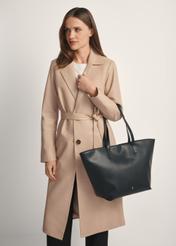 Large leather women's shopper handbag TORES-1258-99(W26), product view on the model's silhouette.