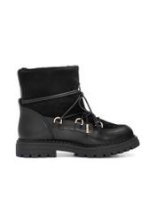 Women's black suede snow boots BUTYD-1201-99(Z25), side view of the product on a white background.