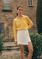 Yellow linen women's blouse BLUDT-0187-21(W25)