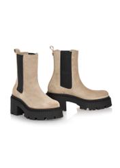 Beige leather women's boots BUTYD-1041-81(Z23)-02