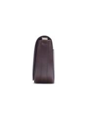 Brown leather women's messenger bag TORES-1352-1H(Z26), side product view on white background.