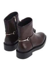 Women's dark brown leather ankle boots BUTYD-1290-1I(Z26), back view of the product on a white background.