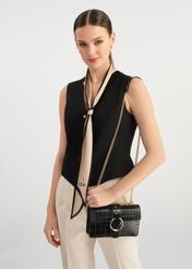 Black small croco leather handbag TORES-1117-99(W25)-08