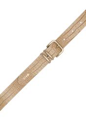 Beige leather women's belt PASDS-0341-1A(W26), top product view on white background.