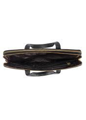 Black leather laptop bag TORES-1070A-99(W26), product view inside on white background.