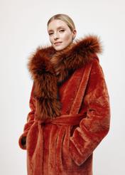 Leather double-sided orange women's sheepskin coat KOZDS-0083-1672(Z24)