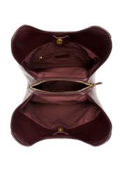 Burgundy women's shopper bag with monogram TOREC-1283-4P(Z26), product view from above on a white background.