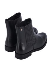 Women's black leather Chelsea boots BUTYD-1279-99(Z26), product view from the back on a white background.
