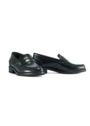 Women's black leather moccasins BUTYD-1097-99(Z25), diagonal product view on a white background.