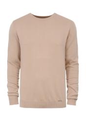 Beige men's basic sweater SWEMT-0127-81(W23)-04