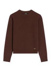 Brown women's cashmere and wool sweater SWEDT-0251A-1H(Z26), front product view on white background.