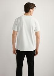 Men's white cotton T-shirt TSHMT-0088-0B(W26), product view from the back on the model, half of the silhouette visible.