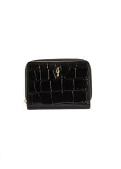 Black women's croco wallet PORES-0888B-99(Z25), product view from the front on a white background.
