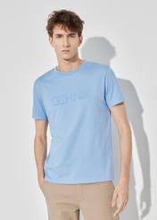 Men's blue T-shirt with logo TSHMT-0090-61(W23)-01