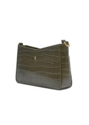 Leather khaki croco handbag TORES-1326-8D(Z26), diagonal product view on a light background.