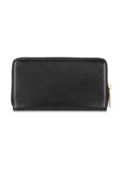 Black leather wallet PORES-0907A-99(W24), back view of the product on a white background.