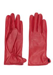 Women's red leather gloves REKDS-0001A-4B(Z26), front product view on white background.
