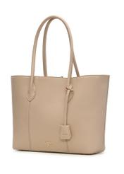 Beige women's shopper bag TOREC-1241-1B(Z26) - diagonal product view, on a white background.