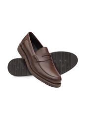Dark brown leather men's loafers BUTYM-0502-1I(W26)