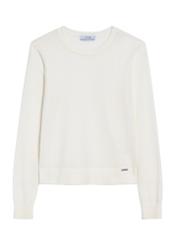Cream women's blouse with long sleeves LSLDT-0054-12(Z25), product visible from the front, on white background.