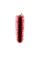 Red women's floral wallet POREC-0402-42(W25), side product view on white background.