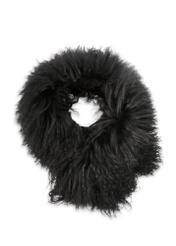 Black natural fur scarf SZADF-0034-99(Z25), product view from the front on a white background.