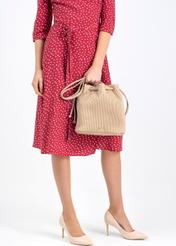 Beige ribbed bag for women TOREC-0609-81(W22)-05