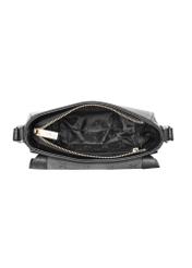 Black leather semi-circular messenger bag TORES-0972E-99(Z25), product view inside on white background.