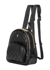 Black quilted women's backpack TOREC-1314-99(Z26), angled product view on a white background.